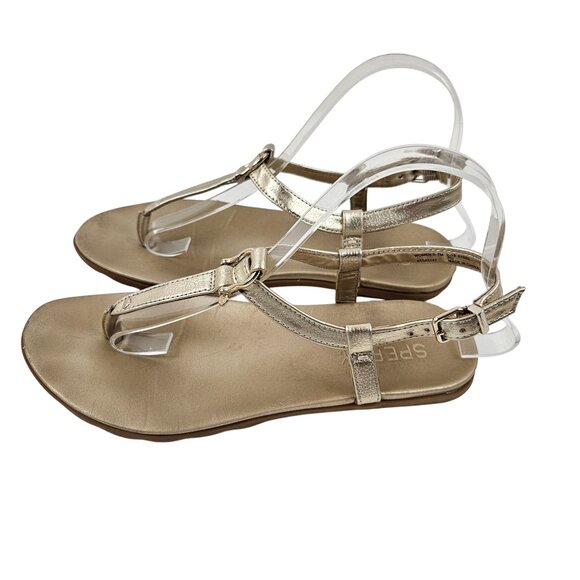 Sperry Sandals Womens Size 7M Gold Metallic T Strap Adjustable Strap Flats - Picture 7 of 10